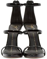 Черные кожаные босоножки на каблуке от Giuseppe Zanotti