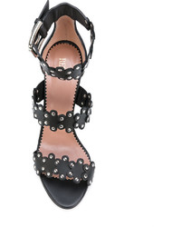 Черные кожаные босоножки на каблуке от RED Valentino