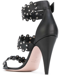 Черные кожаные босоножки на каблуке от RED Valentino