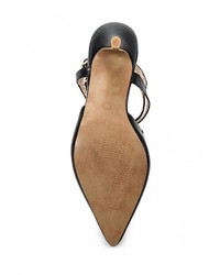 Черные кожаные босоножки на каблуке от Buonarotti