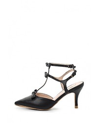 Черные кожаные босоножки на каблуке от Buonarotti