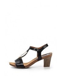 Черные кожаные босоножки на каблуке от Caprice
