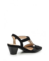 Черные кожаные босоножки на каблуке от Caprice