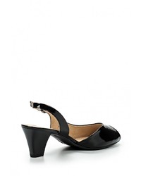 Черные кожаные босоножки на каблуке от Caprice
