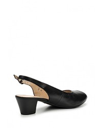 Черные кожаные босоножки на каблуке от Caprice