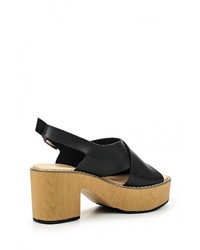 Черные кожаные босоножки на каблуке от Coco Perla