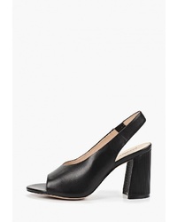 Черные кожаные босоножки на каблуке от Covani