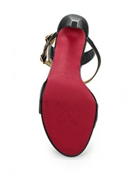 Черные кожаные босоножки на каблуке от Cuplé