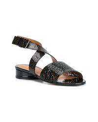 Черные кожаные босоножки на каблуке от Clergerie