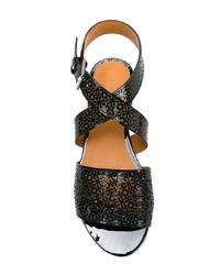 Черные кожаные босоножки на каблуке от Clergerie