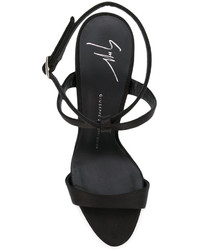 Черные кожаные босоножки на каблуке от Giuseppe Zanotti Design