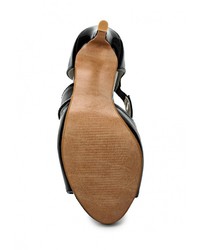 Черные кожаные босоножки на каблуке от Donna Moda