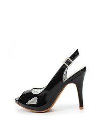 Черные кожаные босоножки на каблуке от Donna Moda