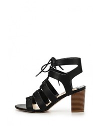 Черные кожаные босоножки на каблуке от Dorothy Perkins