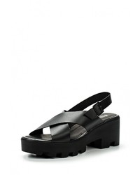 Черные кожаные босоножки на каблуке от El Tempo
