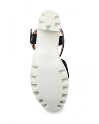 Черные кожаные босоножки на каблуке от Elche