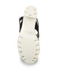 Черные кожаные босоножки на каблуке от Elche