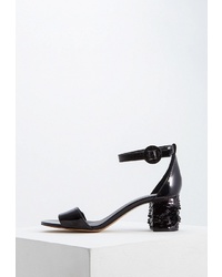 Черные кожаные босоножки на каблуке от Emporio Armani
