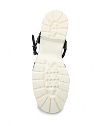 Черные кожаные босоножки на каблуке от GLAMforever