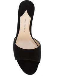 Черные кожаные босоножки на каблуке от Paul Andrew