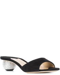 Черные кожаные босоножки на каблуке от Paul Andrew