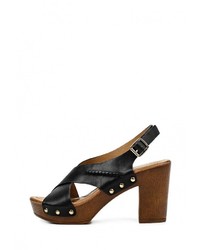 Черные кожаные босоножки на каблуке от Go-Go