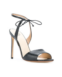 Черные кожаные босоножки на каблуке от Francesco Russo