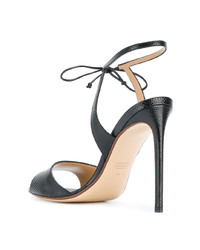 Черные кожаные босоножки на каблуке от Francesco Russo