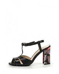 Черные кожаные босоножки на каблуке от Indiana