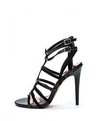 Черные кожаные босоножки на каблуке от Jessica Wright