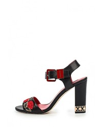 Черные кожаные босоножки на каблуке от Julia Grossi