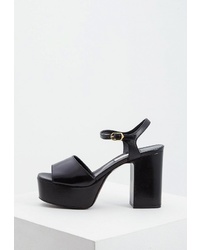 Черные кожаные босоножки на каблуке от L'Autre Chose