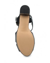 Черные кожаные босоножки на каблуке от La Coleccion