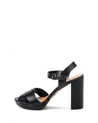 Черные кожаные босоножки на каблуке от La Coleccion