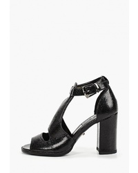 Черные кожаные босоножки на каблуке от Lino Marano