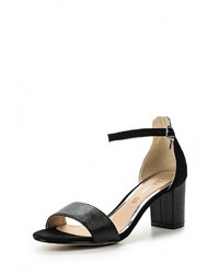 Черные кожаные босоножки на каблуке от Lola Blue