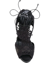 Черные кожаные босоножки на каблуке от Casadei