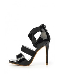 Черные кожаные босоножки на каблуке от Mimoda