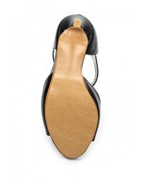 Черные кожаные босоножки на каблуке от Mimoda
