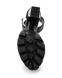 Черные кожаные босоножки на каблуке от Nando Muzi