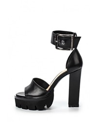 Черные кожаные босоножки на каблуке от Nando Muzi