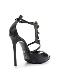 Черные кожаные босоножки на каблуке от Nando Muzi