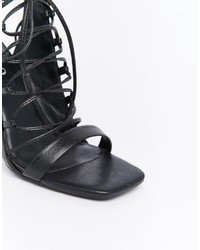 Черные кожаные босоножки на каблуке от Senso