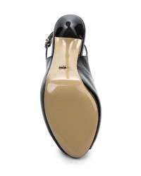 Черные кожаные босоножки на каблуке от Paolo Conte