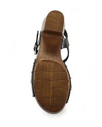 Черные кожаные босоножки на каблуке от Spot On