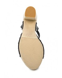 Черные кожаные босоножки на каблуке от Spot On