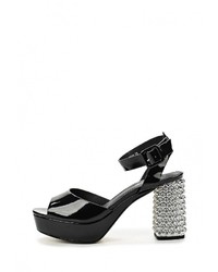 Черные кожаные босоножки на каблуке от Springway