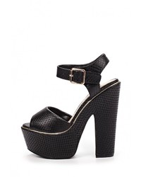 Черные кожаные босоножки на каблуке от Stephan