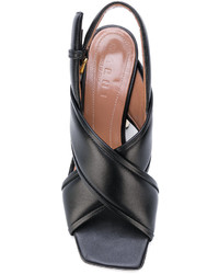 Черные кожаные босоножки на каблуке от Marni