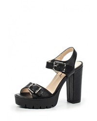 Черные кожаные босоножки на каблуке от Sweet Shoes